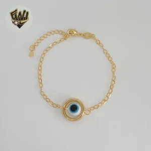 (1-0658) Gold Laminate - 2.5mm Evil Eye Link Bracelet - BGF