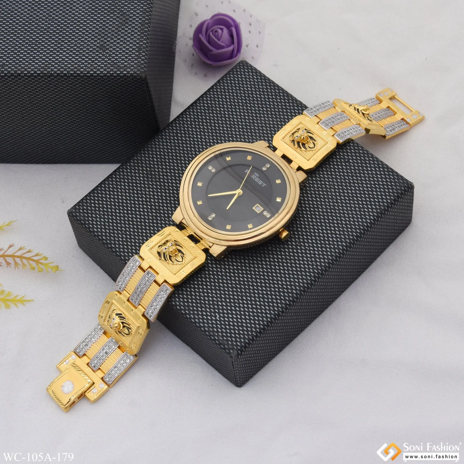 1 Gram Gold Plated Best Quality Durable Design Watch for Men - Style A179