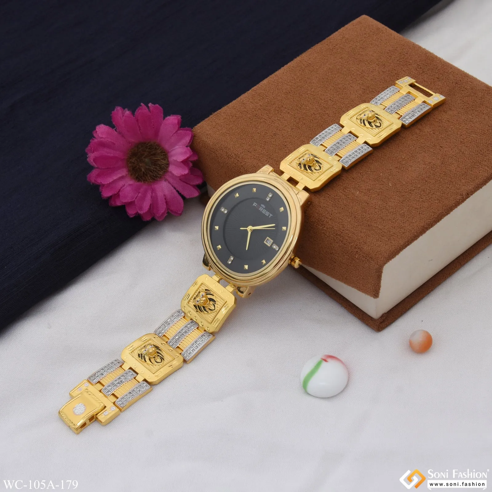 1 Gram Gold Plated Best Quality Durable Design Watch for Men - Style A179