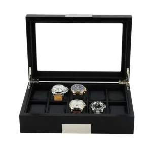 10 Slots Black Wooden Watch Box