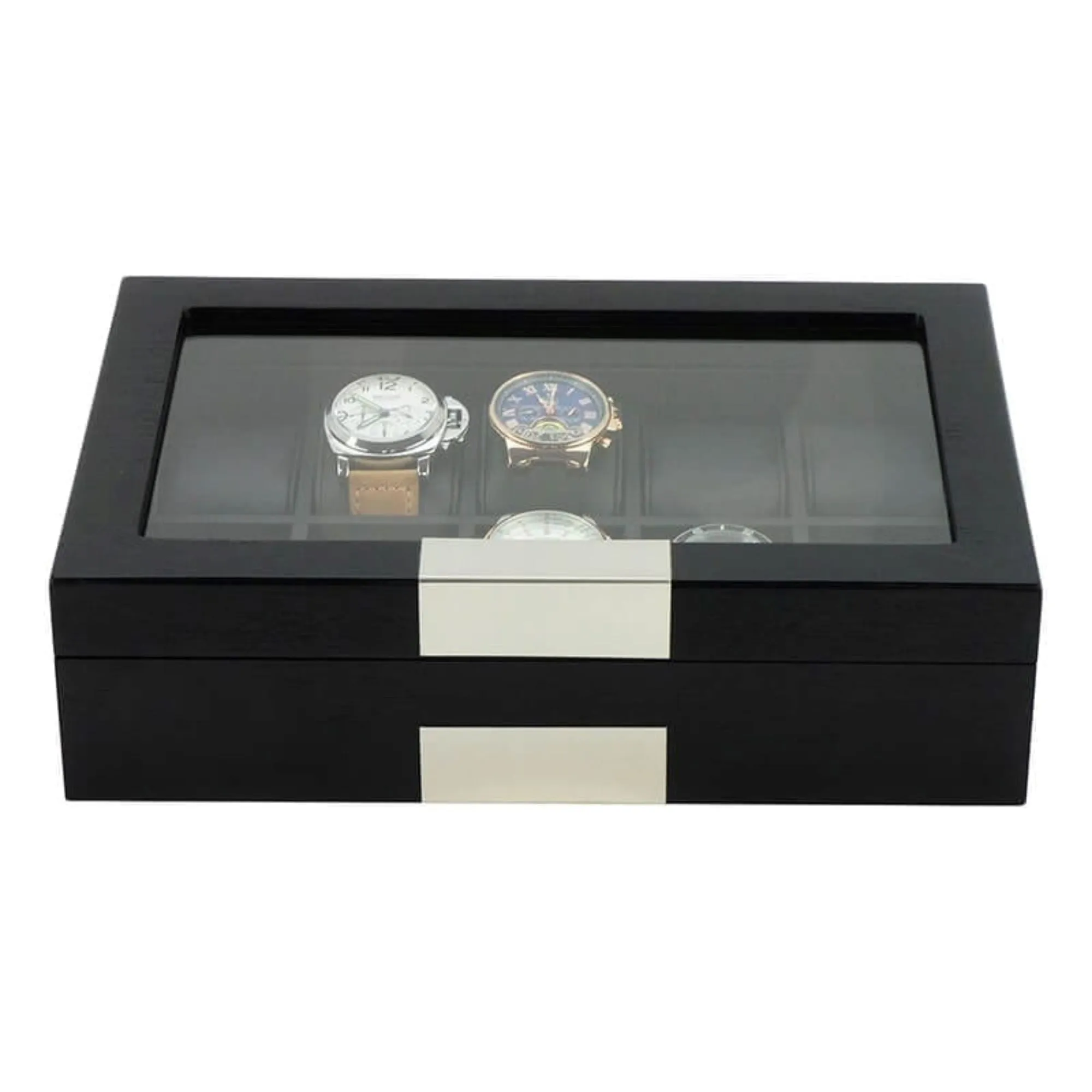 10 Slots Black Wooden Watch Box