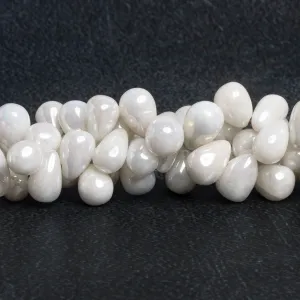 11x8mm Mystic White Quartz Plain Teardrops 8 inch 33 beads