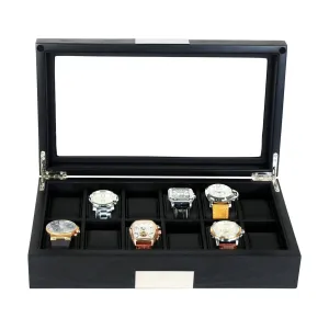 12 Slots Black Wooden Watch Box