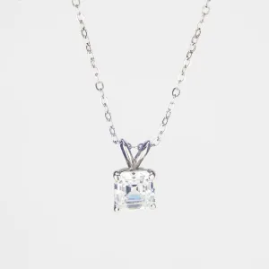 14K White Gold Cushion Cut 2.50 ct Necklace