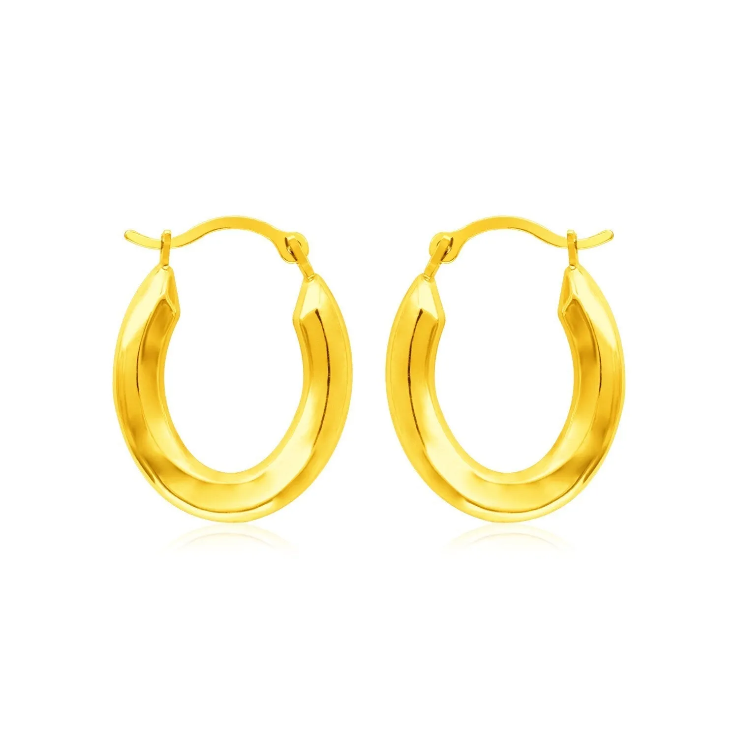 14k Yellow Gold Polished Oval Hoop Earrings