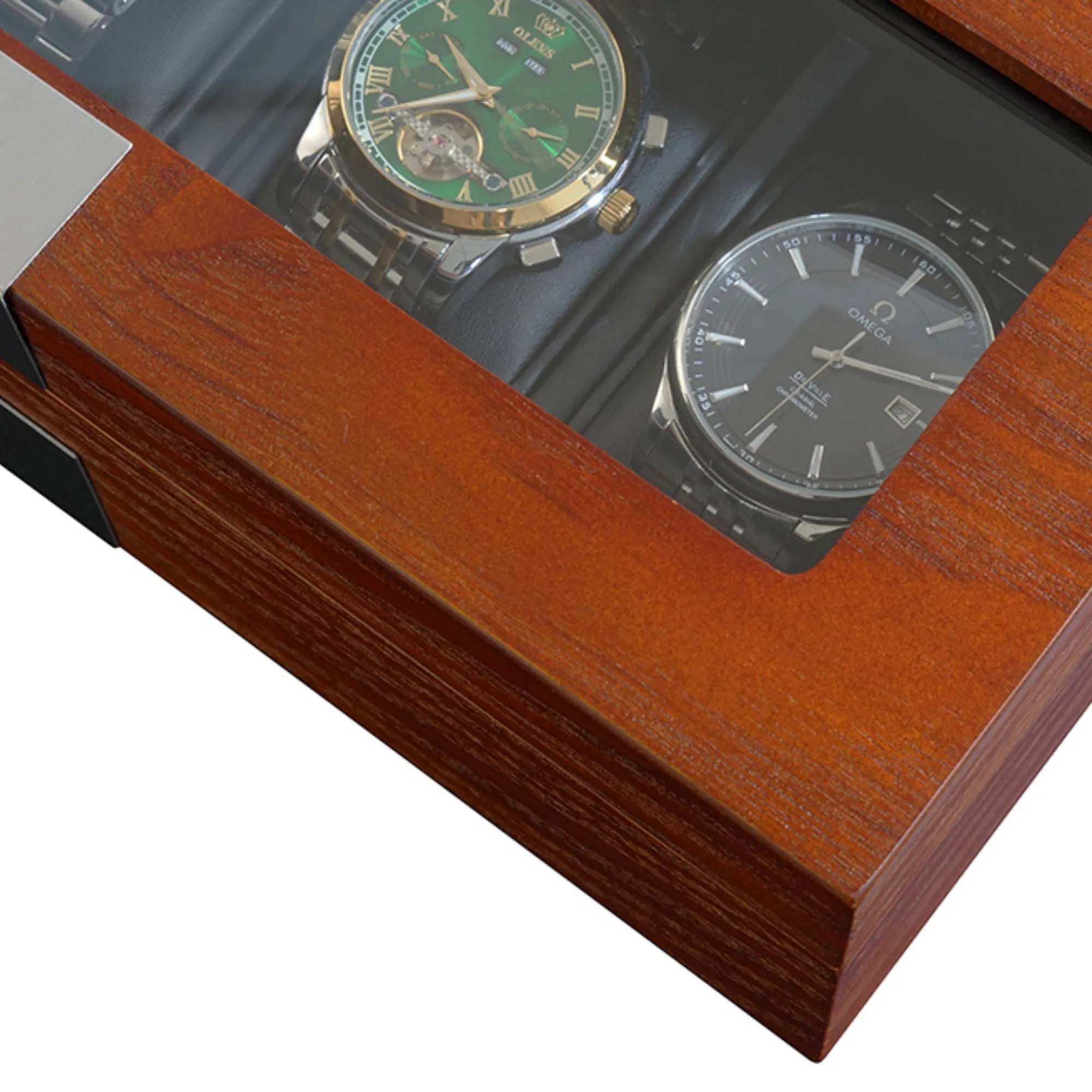 5 Slots Mahogany Wooden Watch Box