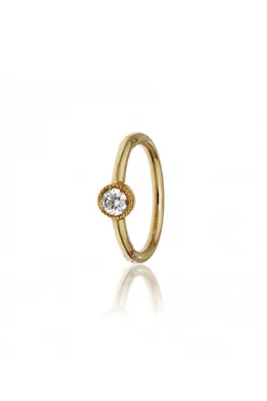 6.5mm Scalloped Diamond Clicker - Yellow Gold