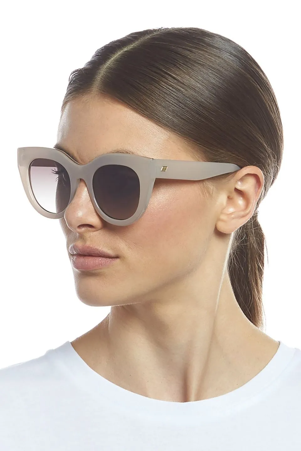 Air Heart Oversized Cat Eye Oatmeal Sunglasses