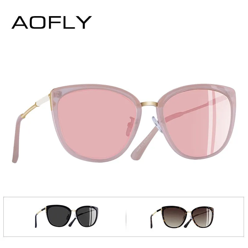 Aofly Women's Polarized Alloy Cat Eye Sunglasses A105