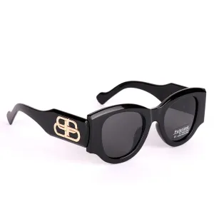 Balenciaga Gold Logo Designed Quality All Black With Polarized Lens Sunglasses