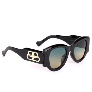 Balenciaga Gold Logo Designed Quality Black Sunglasses