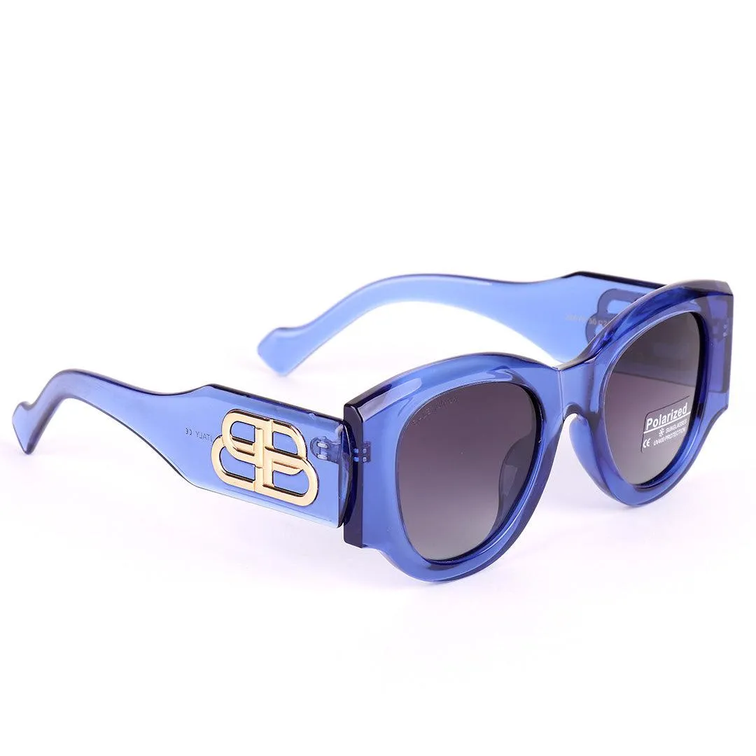 Balenciaga Gold Logo Designed Quality Blue Sunglasses