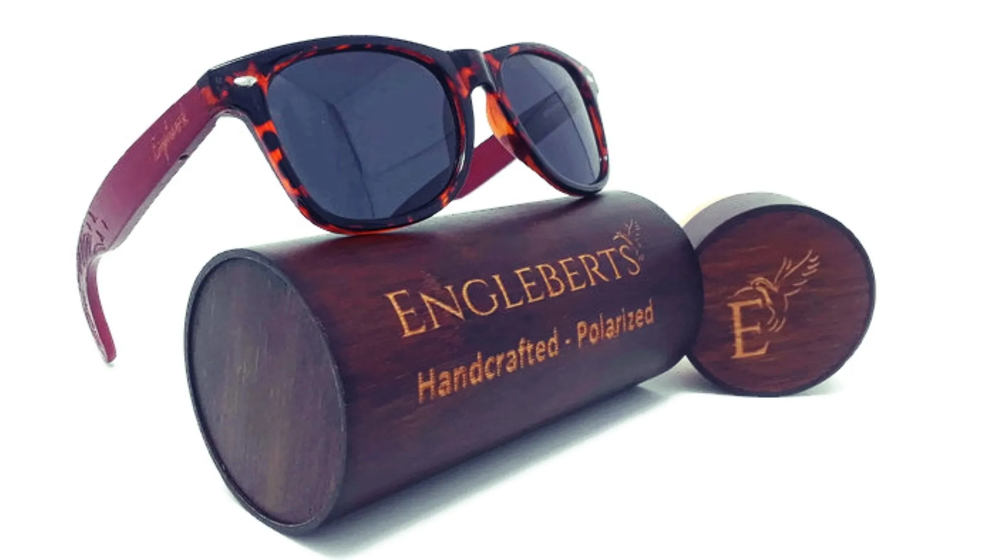 Bamboo Red Tortoise Sunglasses with Wood Case