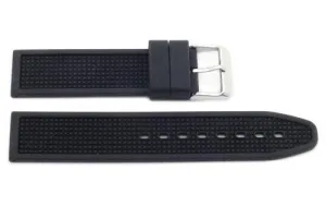 Black Textured Rubber B-RB114 20mm Watch Strap