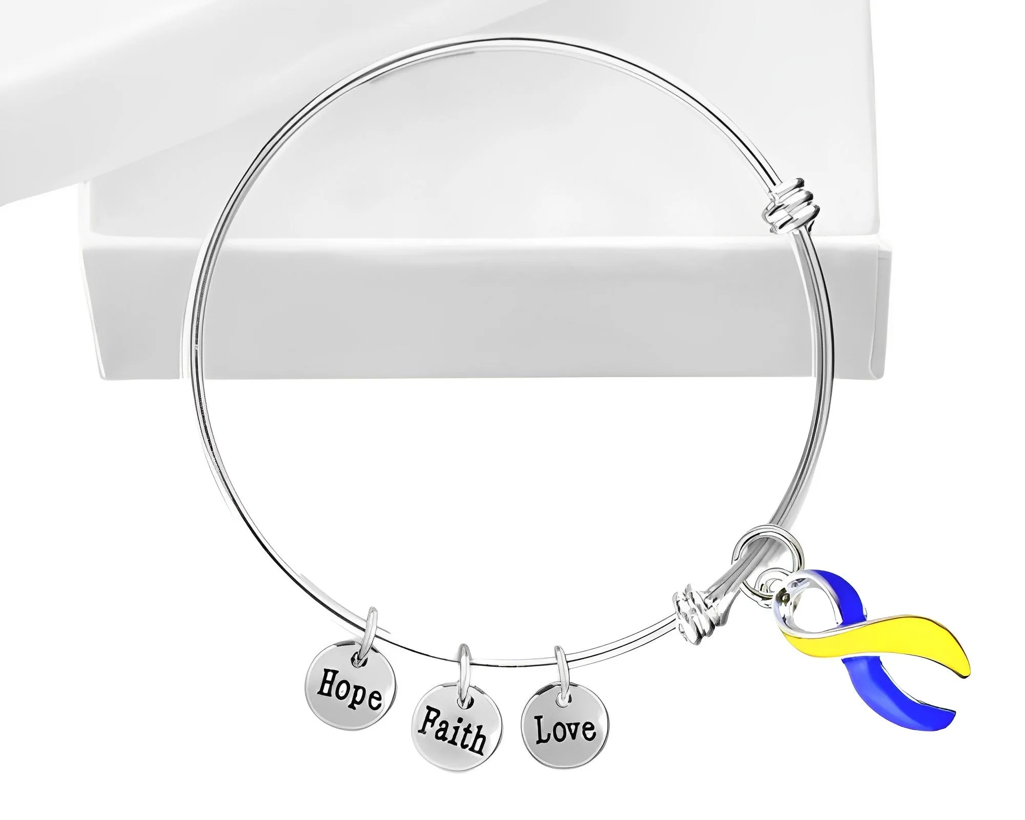 Blue & Yellow Ribbon Hope Charms Retractable Bracelets