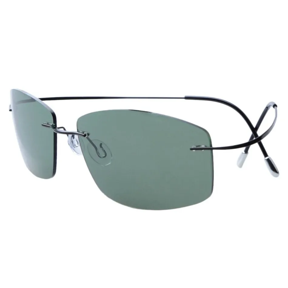 Brightzone Men's Rimless Square Titanium Non Polarized Sunglasses