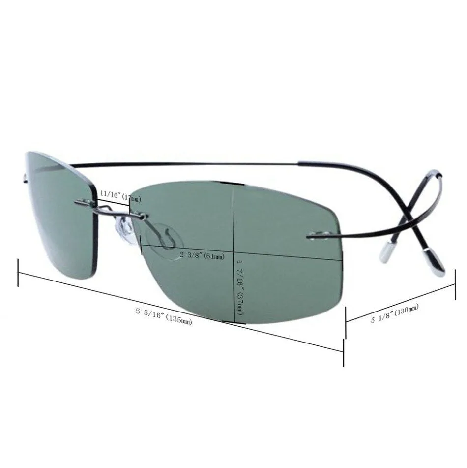 Brightzone Men's Rimless Square Titanium Non Polarized Sunglasses