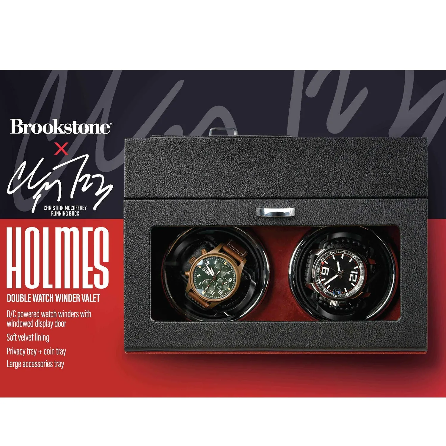 Brookstone x Christian McCaffrey - Holmes Double Watch Winder Valet (Watches Not Included)