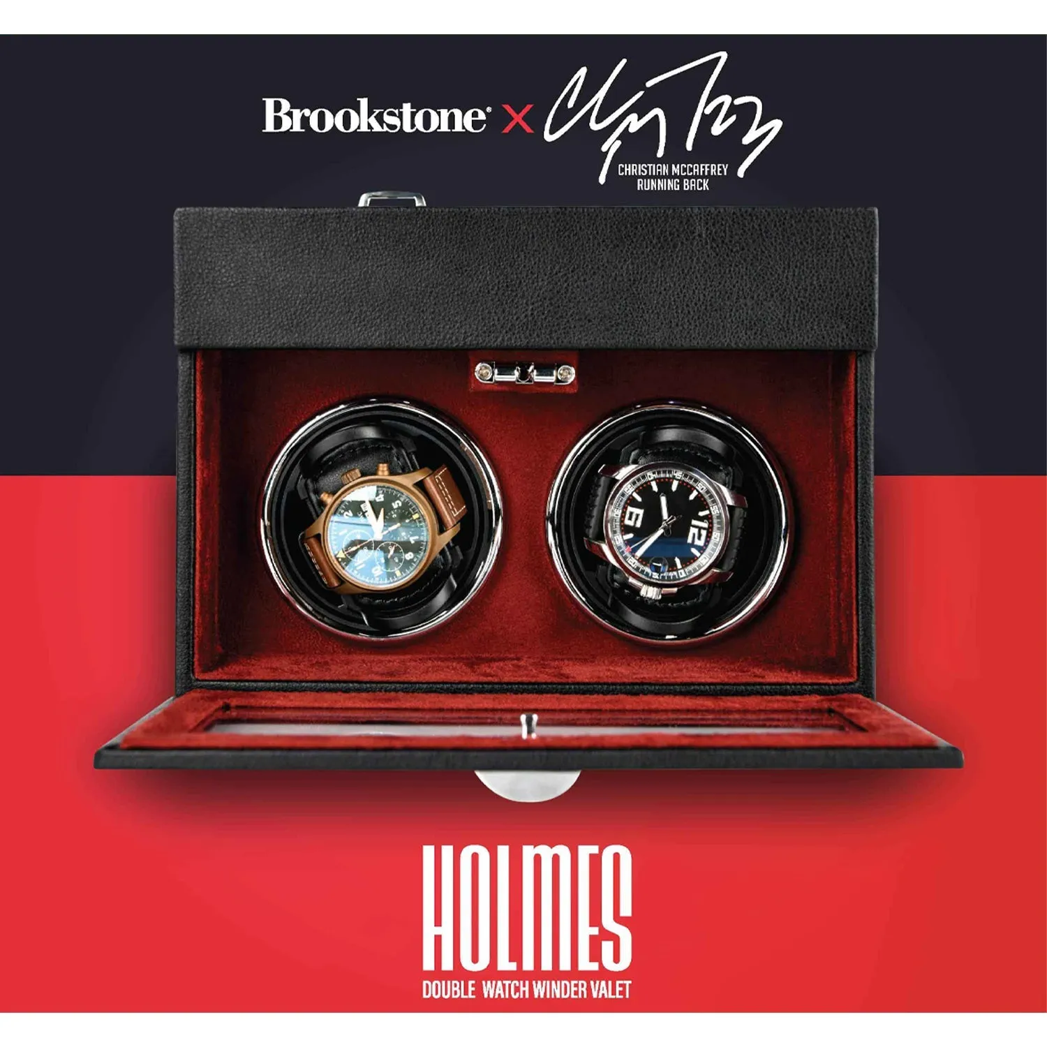 Brookstone x Christian McCaffrey - Holmes Double Watch Winder Valet (Watches Not Included)