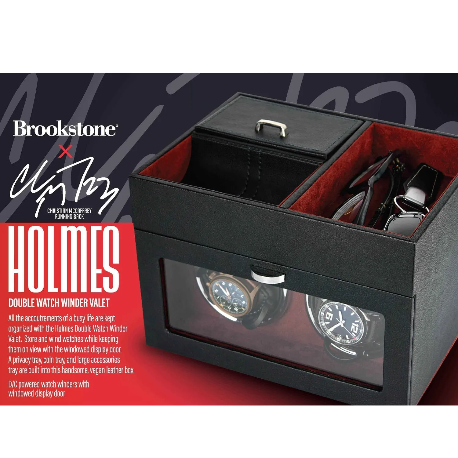 Brookstone x Christian McCaffrey - Holmes Double Watch Winder Valet (Watches Not Included)