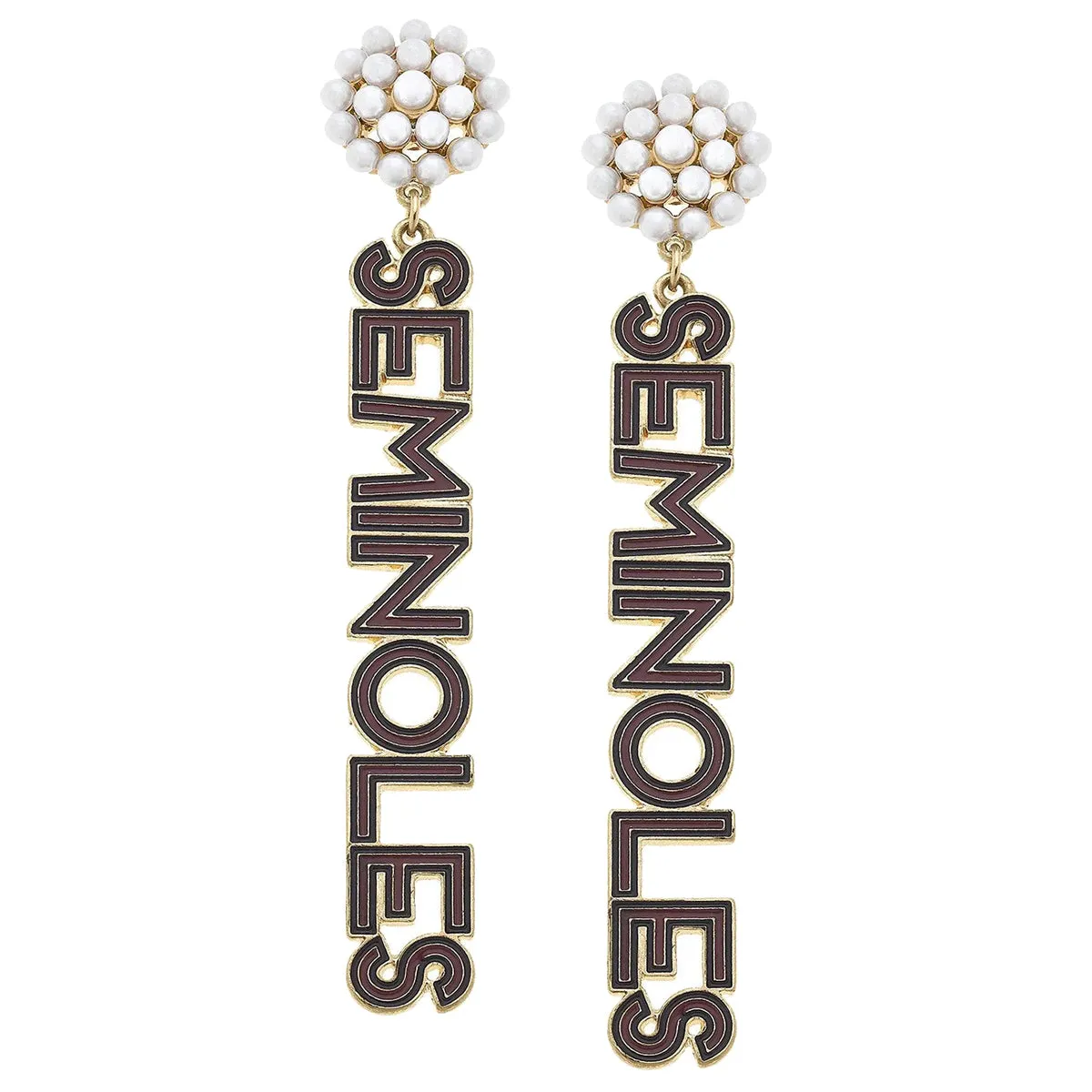 Canvas Seminoles Pearl Cluster Drop Earrings