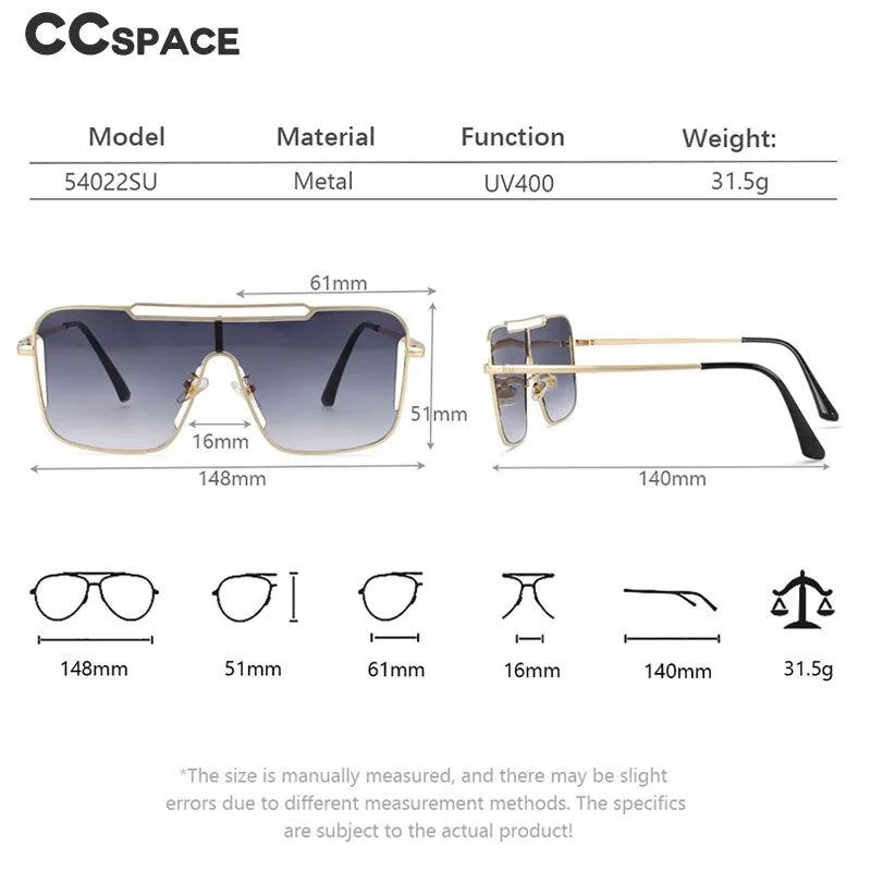 CCspace Unisex Full Rim Oversized Square Alloy One Lens Frame Sunglasses 54022