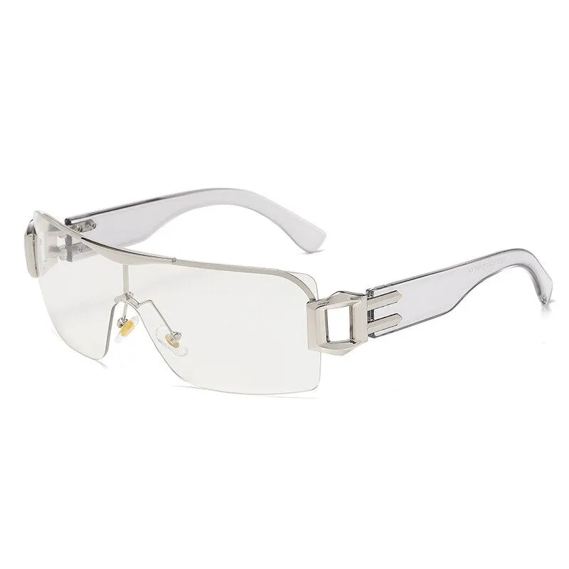 CCspace Unisex Rimless Oversized Square Tr 90 One Lens UV400 Sunglasses 56326