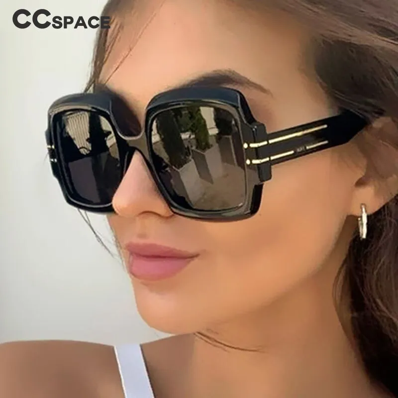 CCspace Women's Full Rim Oversized Square Resin Frame Sunglasses 53688