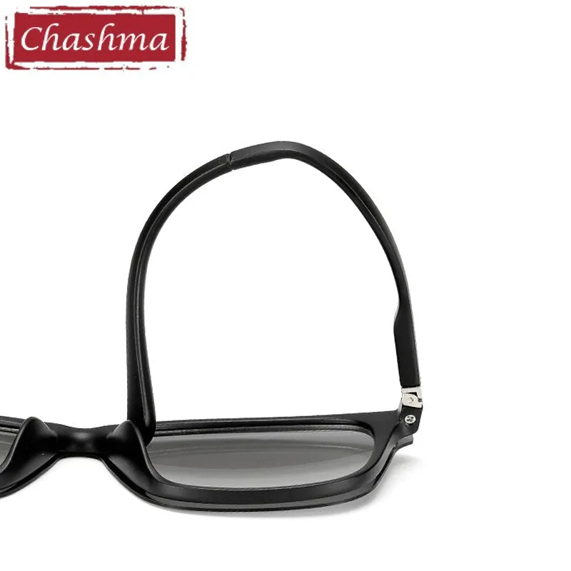 Chashma Unisex Full Rim Square Tr 90 Titanium Eyeglasses With Polarized Clip On Sunglasses 2286