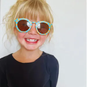 Checked blue   orange kids sunglasses