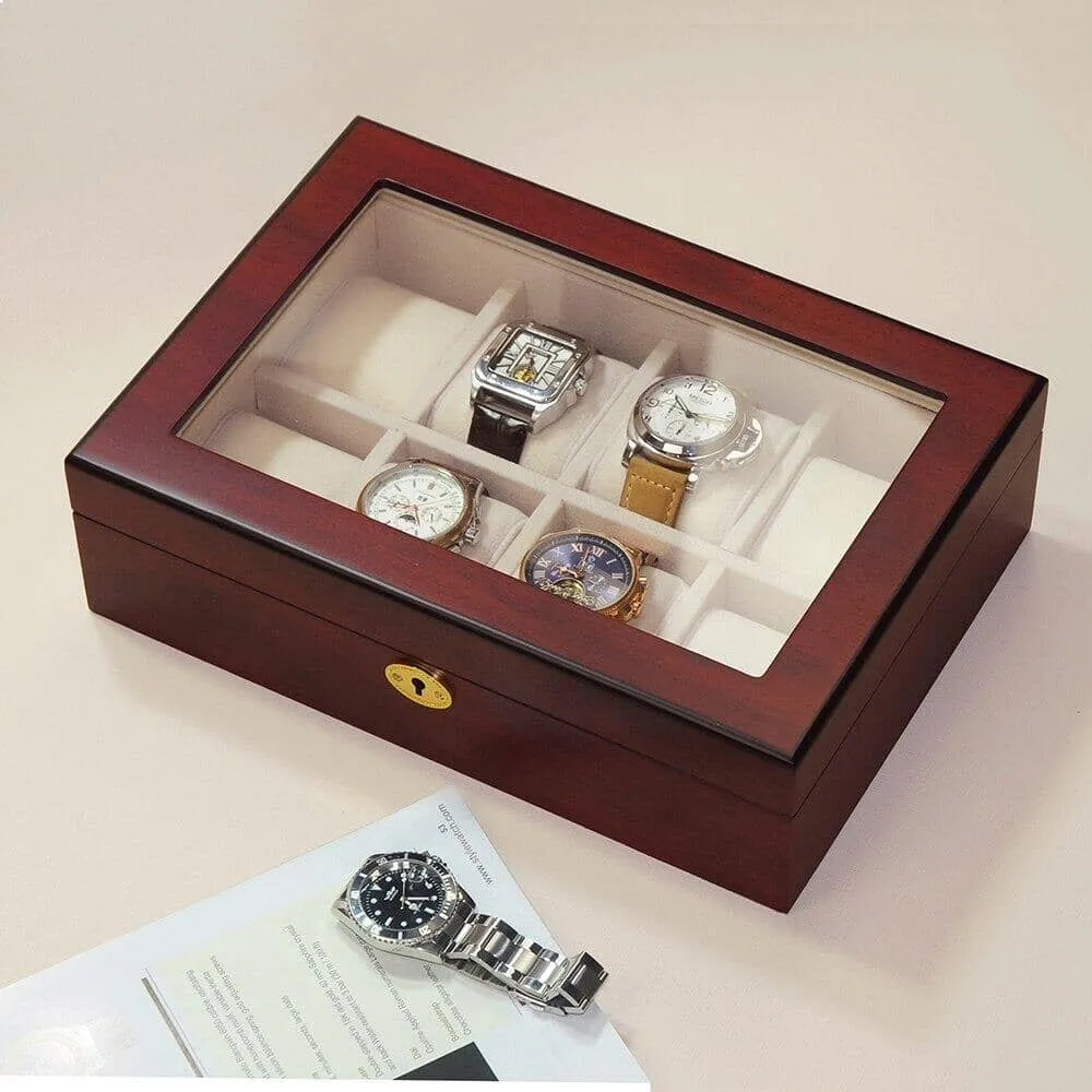 Cherry Wooden Watch Box for 8 Watches