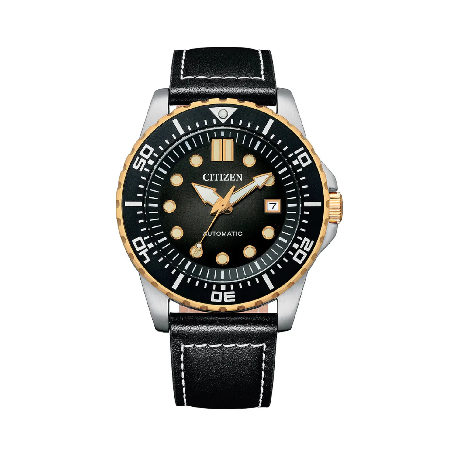 Citizen Automatic Black Leather Strap Watch - NJ0176-10E