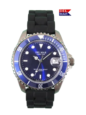 Del Mar Watches Men's and Youth Waffle Weave: Blue Face and Bezel, 43mm, 200m Water Resistant #50504