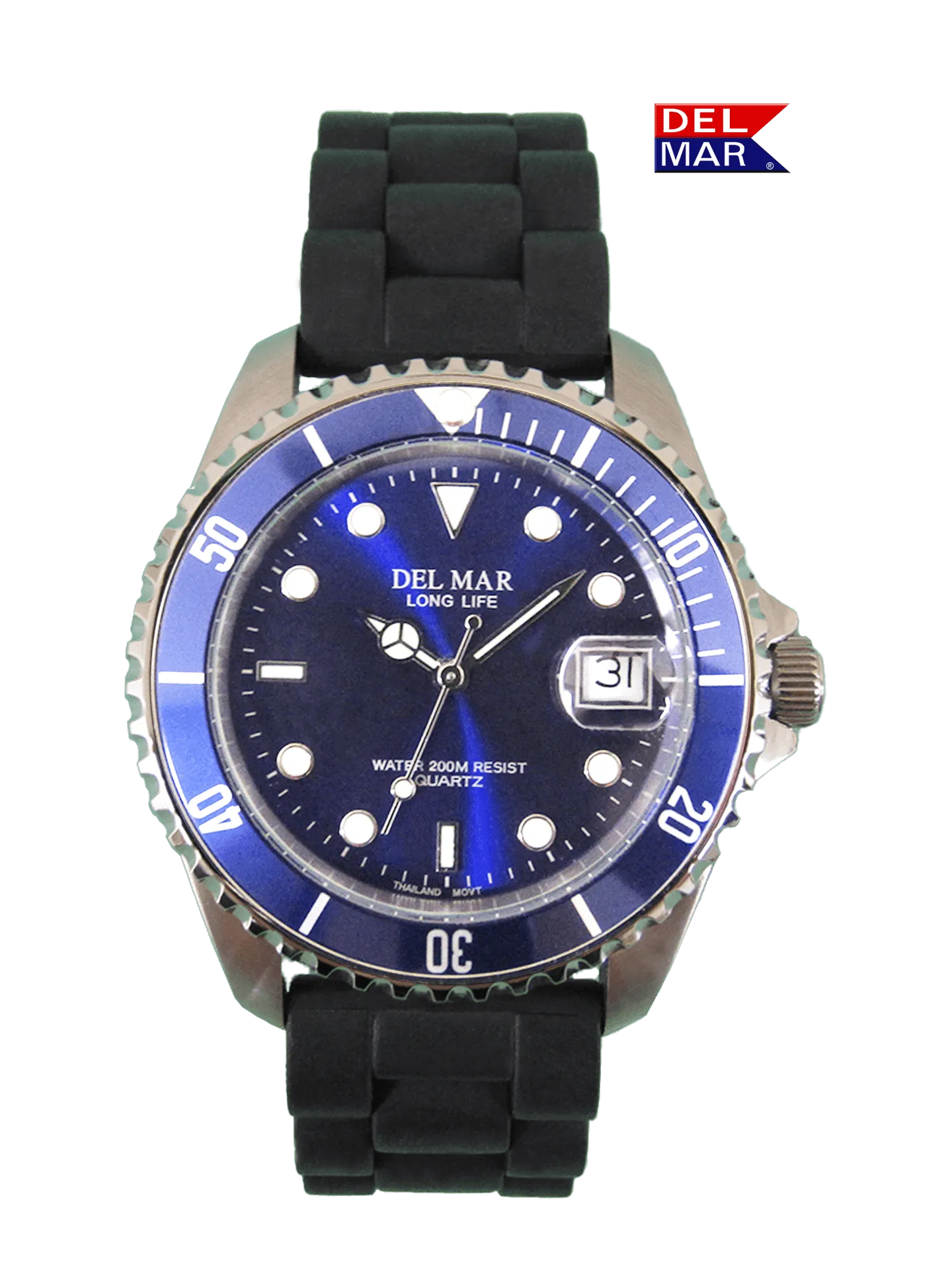 Del Mar Watches Men's and Youth Waffle Weave: Blue Face and Bezel, 43mm, 200m Water Resistant #50504