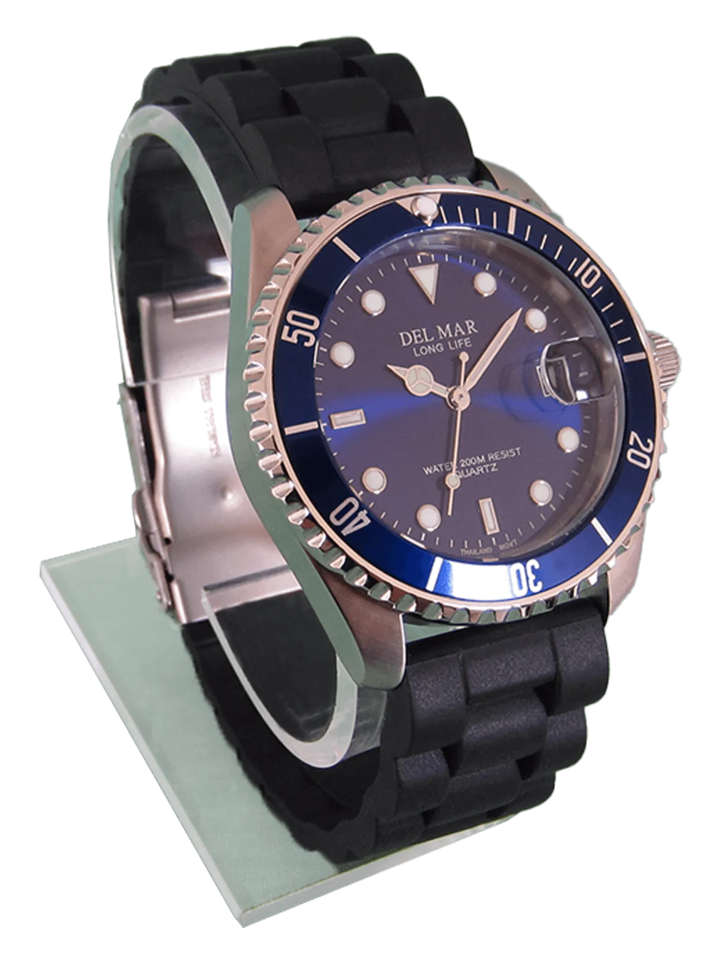 Del Mar Watches Men's and Youth Waffle Weave: Blue Face and Bezel, 43mm, 200m Water Resistant #50504