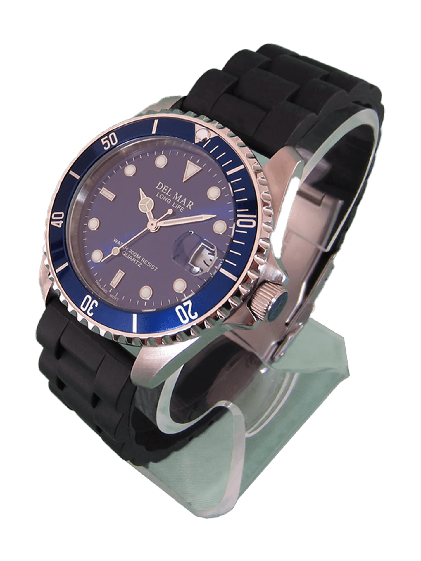 Del Mar Watches Men's and Youth Waffle Weave: Blue Face and Bezel, 43mm, 200m Water Resistant #50504