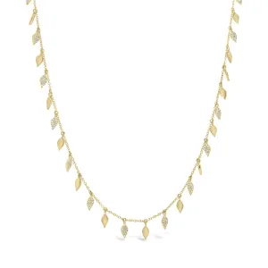 Diamond & Gold Leaf Dangle Necklace