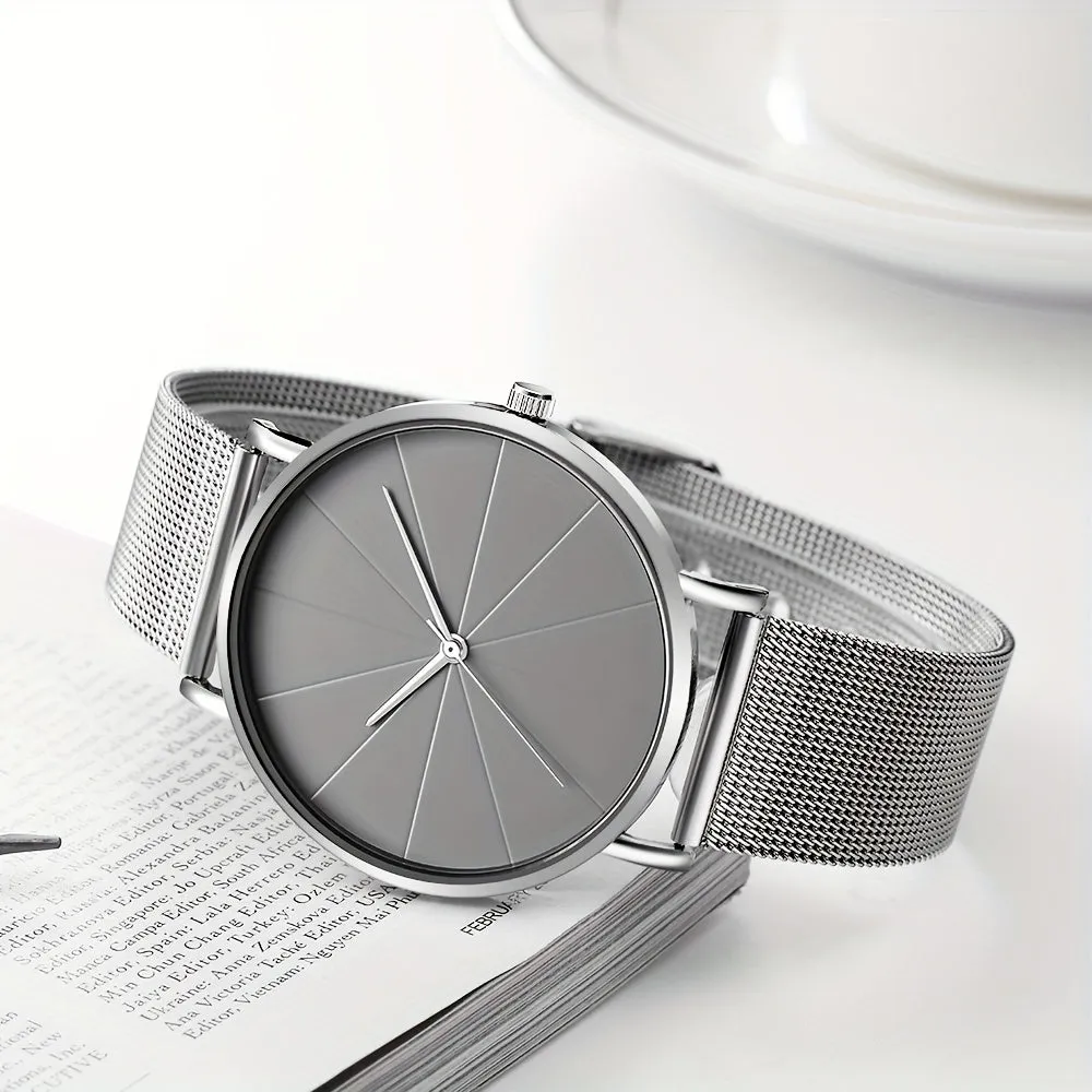 Fashionable Minimalist Quartz Stainless Steel Mesh Wrist Watch