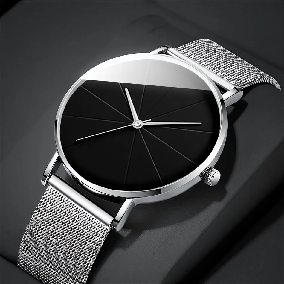 Fashionable Minimalist Quartz Stainless Steel Mesh Wrist Watch