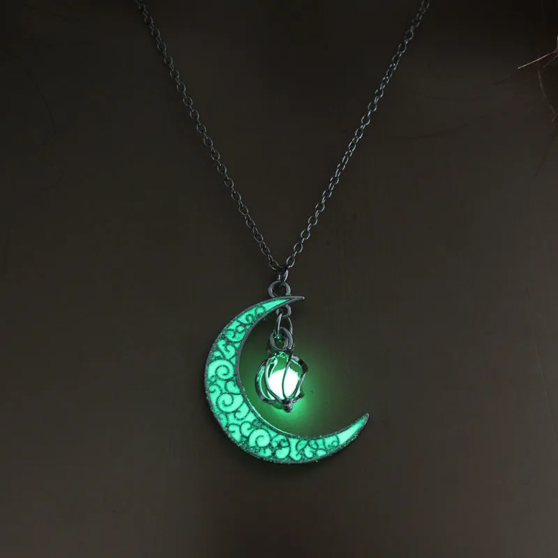 Glowing Pendant Necklaces Silver Plated Chain Necklaces