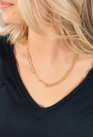 Gold Paperclip & Chains Necklace