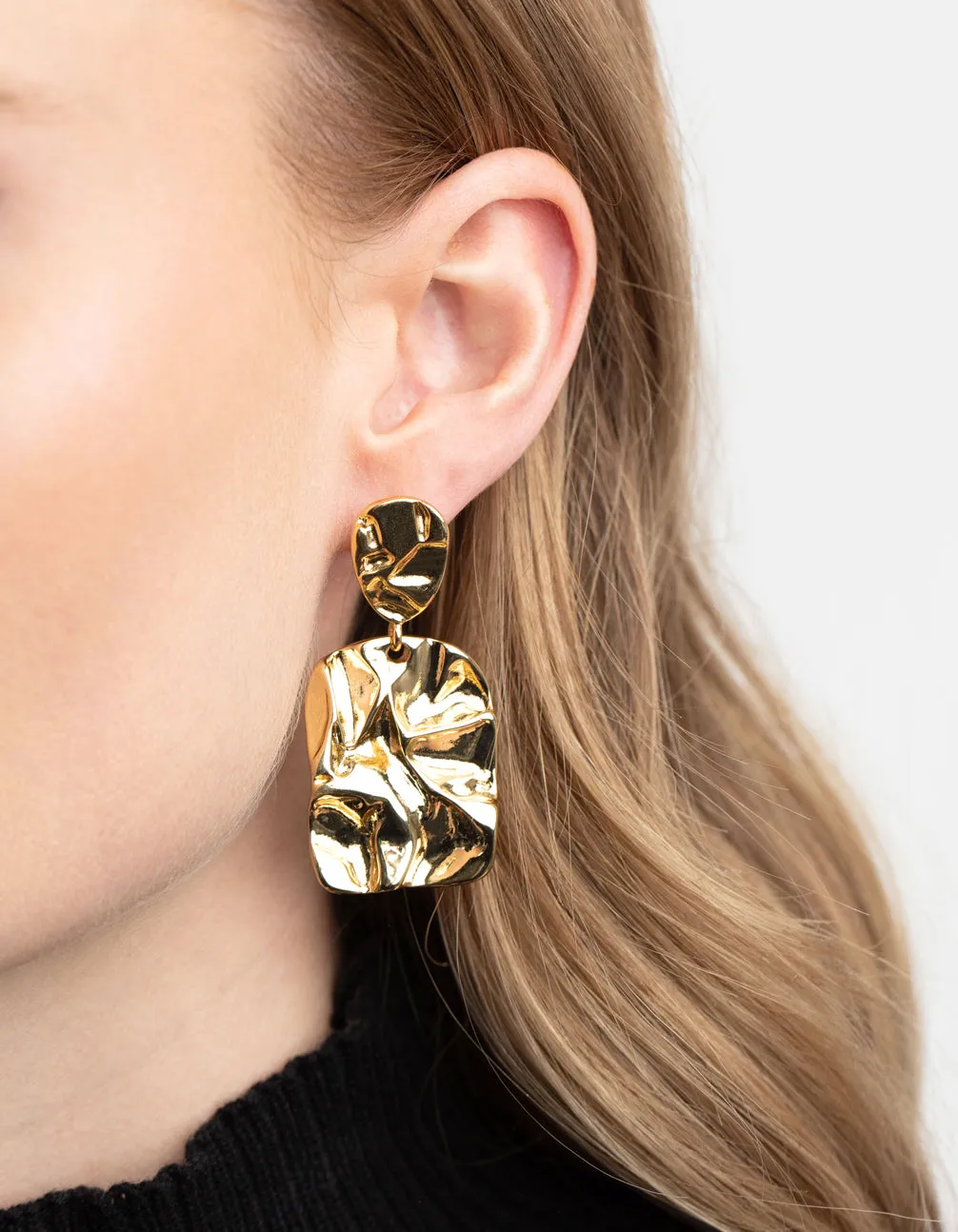 Gold Plated Molten Drop Earrings