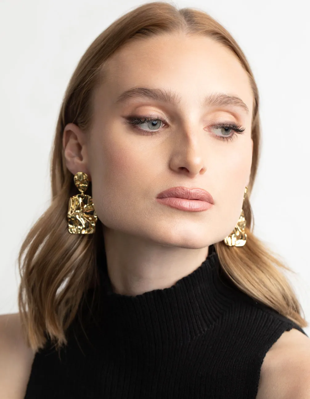 Gold Plated Molten Drop Earrings