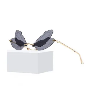 Gray Women's Frameless Butterfly Wing Sunglasses