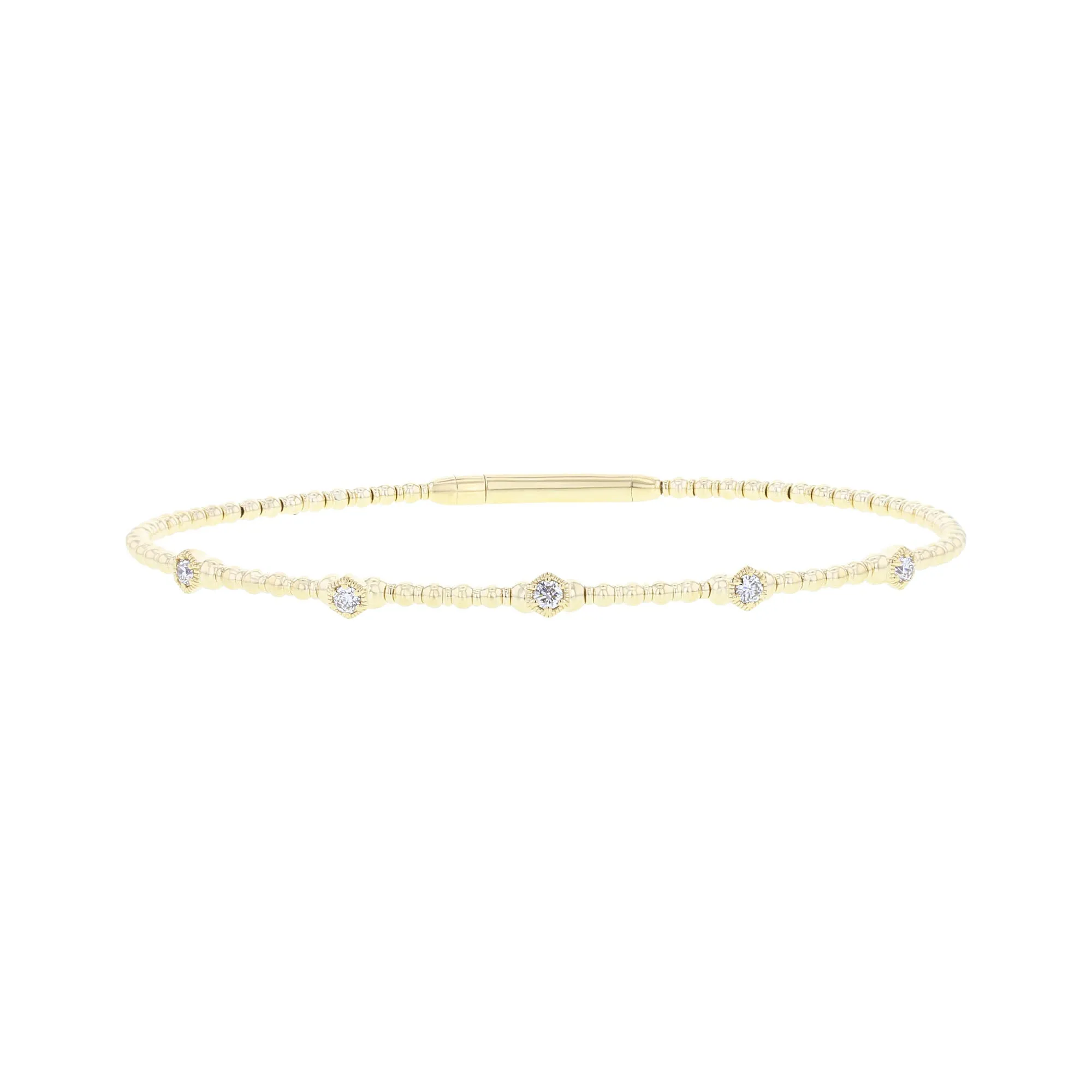 Hexagonal Station Diamond Bangle Bracelet