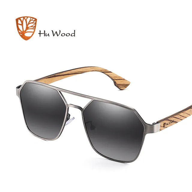 Hu Wood Sunglasses Men Polarized Red Lens Handmade Brand Gr8039