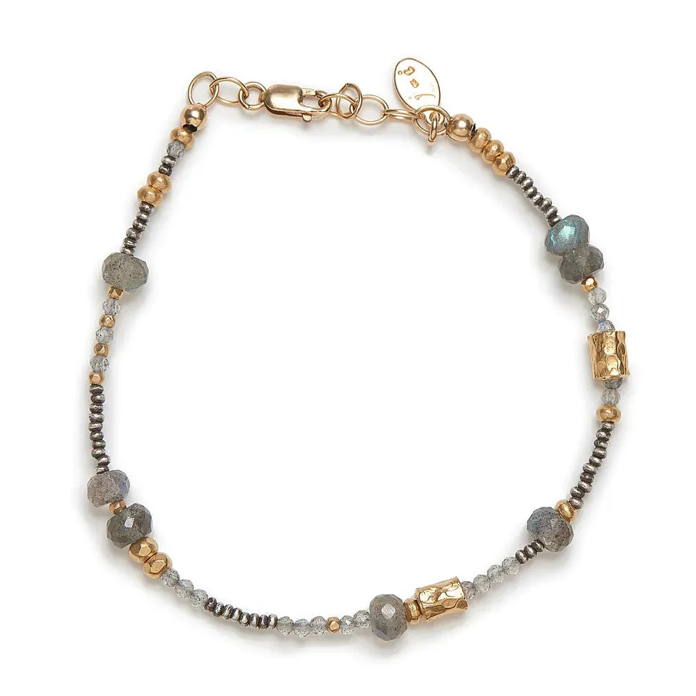 J & I Simple Elegance Labradorite Bead Bracelet