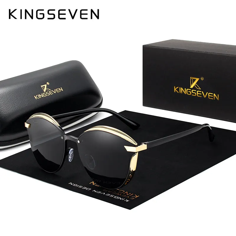 Kingseven Brand Design Cat Eye Sunglasses Women Polarized Alloy Frame Tr90 N-7824F1