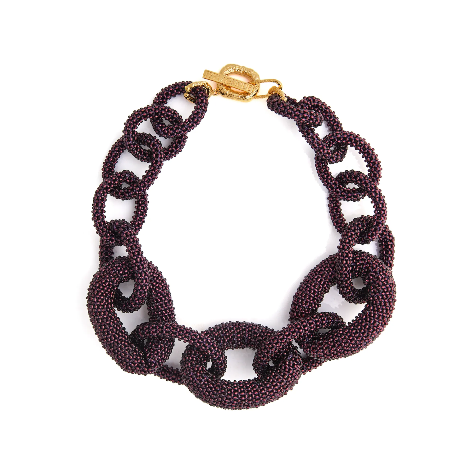 Link Beaded Necklaces Deep Purple