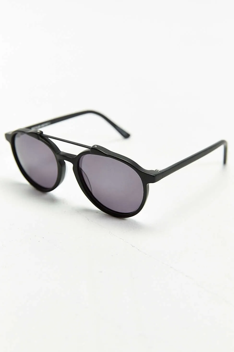 Matte Black Brow Bar Aviator Sunglasses